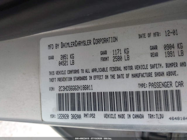 2002 Chrysler CONCORDE LIMITED 照片 9