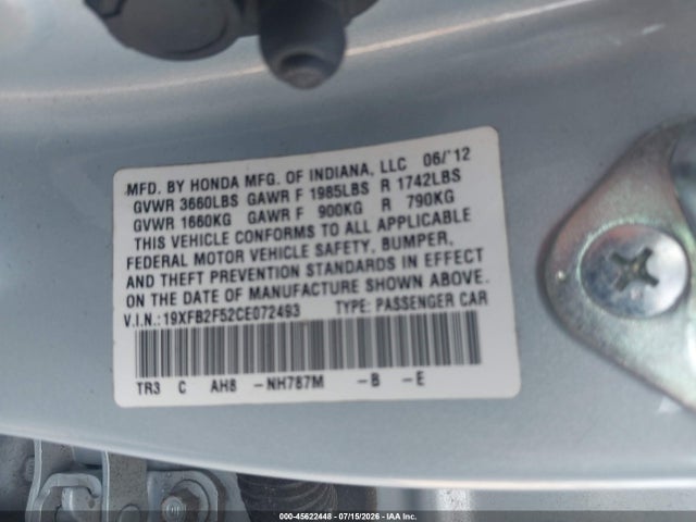 2012 Honda CIVIC LX — фото 9