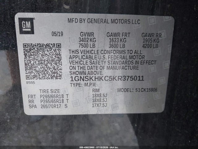 2019 CHEVROLET SUBURBAN LT 9