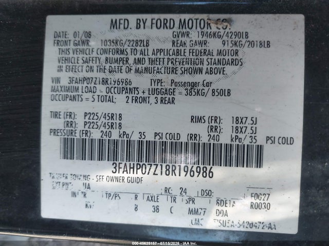 صورة 9 لـ 2008 FORD FUSION SE
