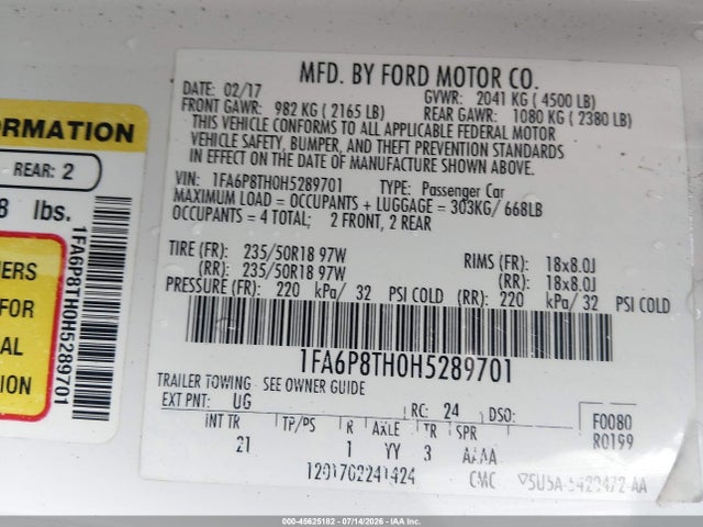 2017 FORD MUSTANG ECOBOOST 9