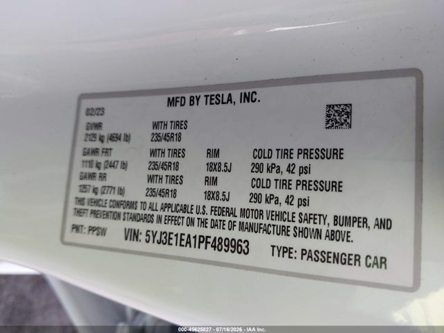 2023 TESLA MODEL 3 REAR-WHEEL DRIVE 9