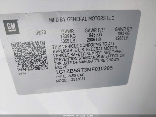 2021 CHEVROLET MALIBU FWD LS 9