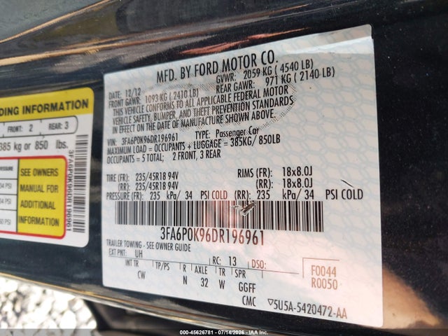 2013 FORD FUSION TITANIUM — фото 9