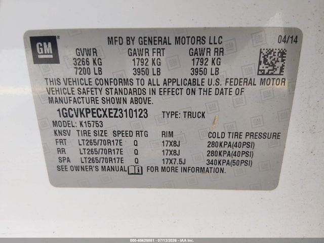 2014 Chevrolet SILVERADO 1500 WORK TRUCK 照片 9