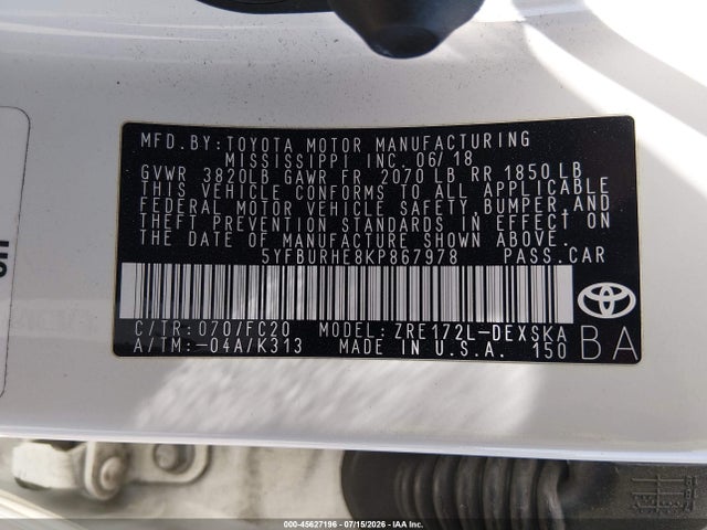 صورة 9 لـ 2019 Toyota COROLLA SE