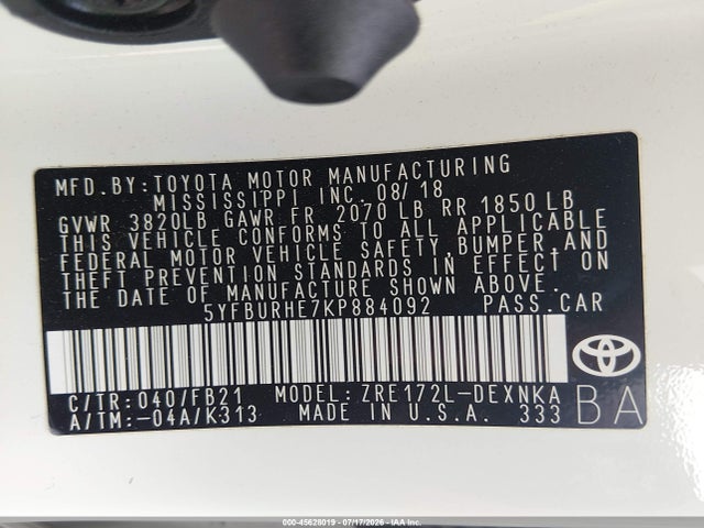 2019 TOYOTA COROLLA LE 9