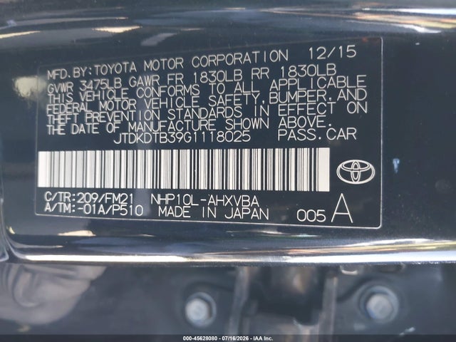 صورة 9 لـ 2016 Toyota PRIUS C TWO