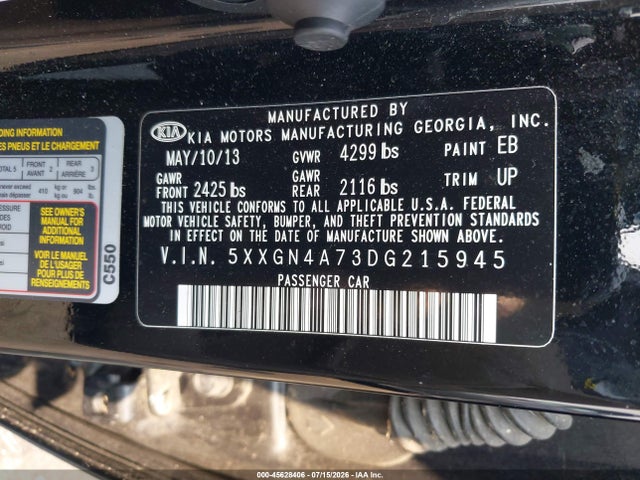 2013 KIA OPTIMA EX 照片 9