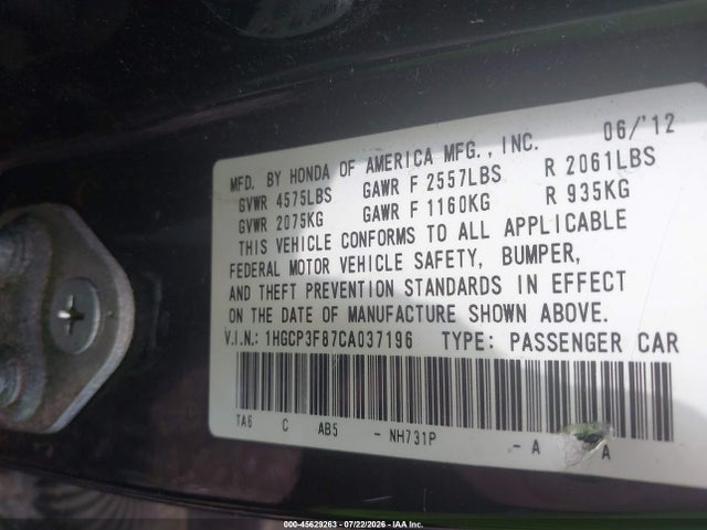 صورة 9 لـ 2012 Honda ACCORD 3.5 EX-L