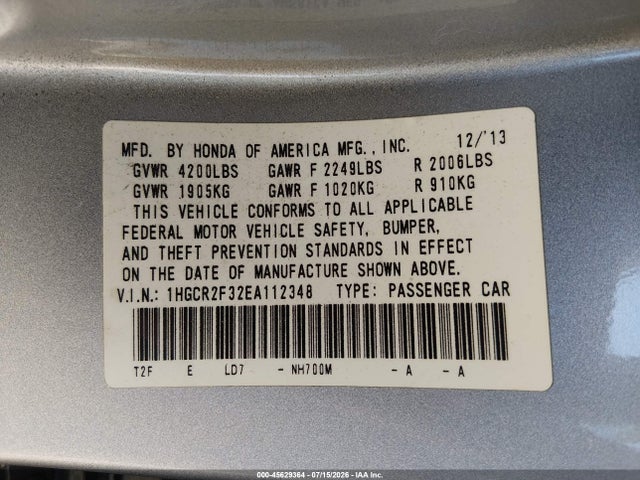 2014 Honda ACCORD LX photo 9