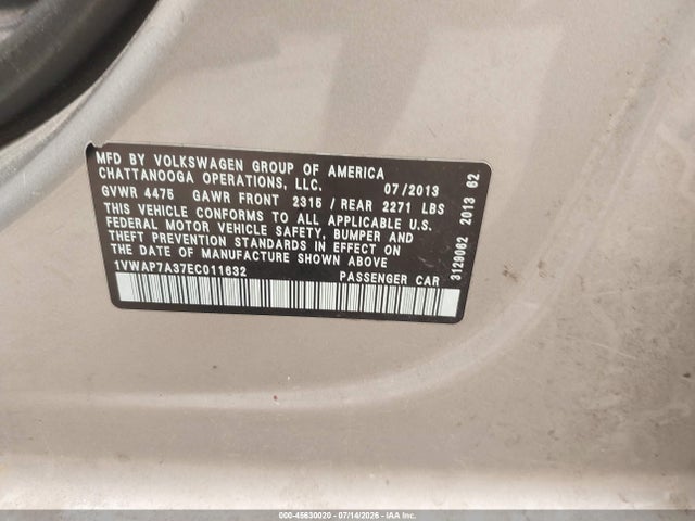 2014 Volkswagen PASSAT 2.5L S — фото 9