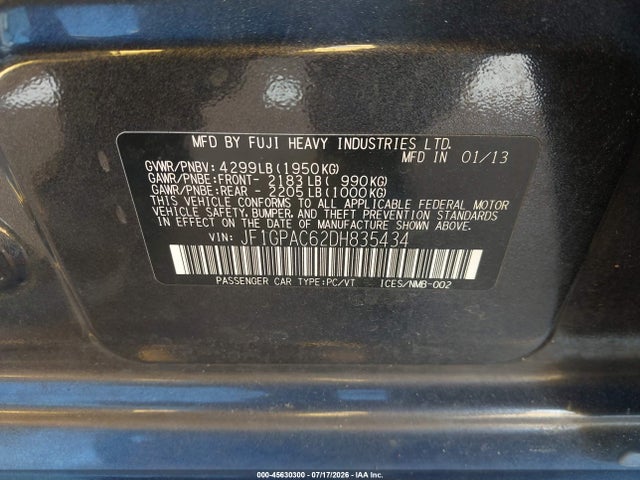 2013 Subaru IMPREZA 2.0I PREMIUM 照片 9