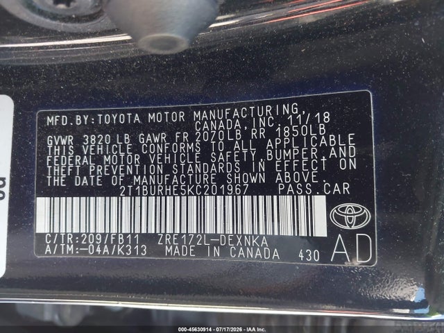 صورة 9 لـ 2019 Toyota COROLLA LE