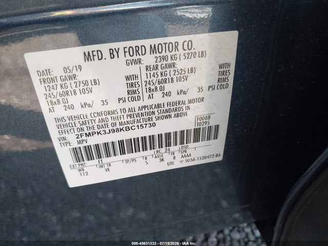 2019 FORD EDGE SEL 9