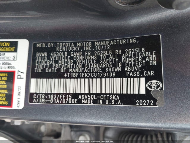 صورة 9 لـ 2012 Toyota CAMRY SE