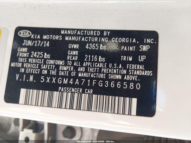 2015 KIA OPTIMA LX photo 9