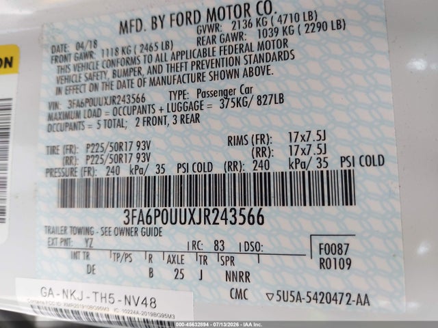 2018 FORD FUSION HYBRID S 照片 9