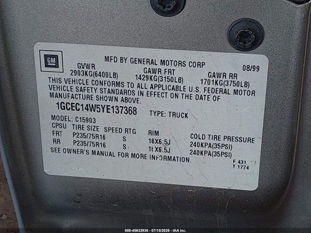 2000 Chevrolet SILVERADO 1500 photo 9