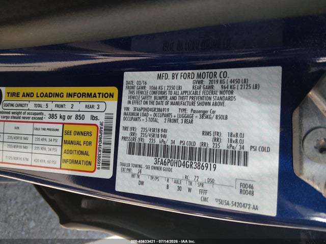 صورة 9 لـ 2016 FORD FUSION SE