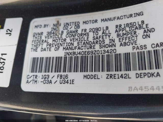 2009 Toyota COROLLA LE 照片 9