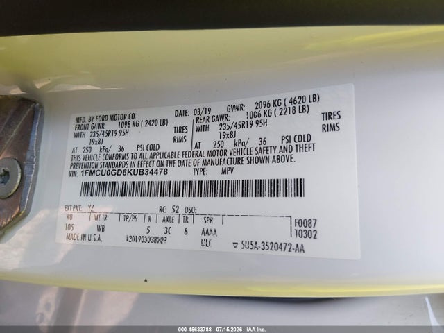 2019 FORD ESCAPE SE 9