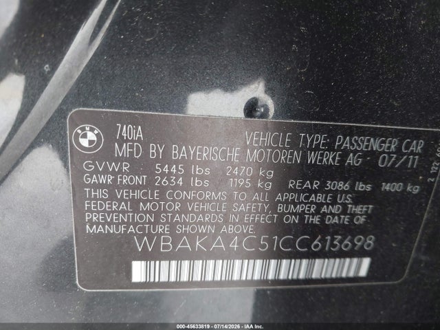 2012 BMW 740I 照片 9