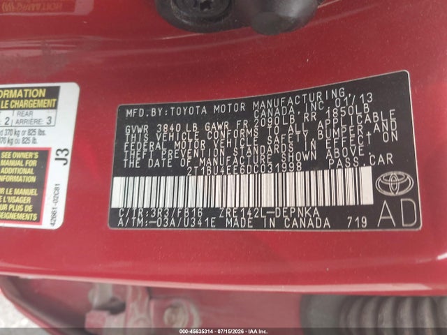 صورة 9 لـ 2013 Toyota COROLLA LE