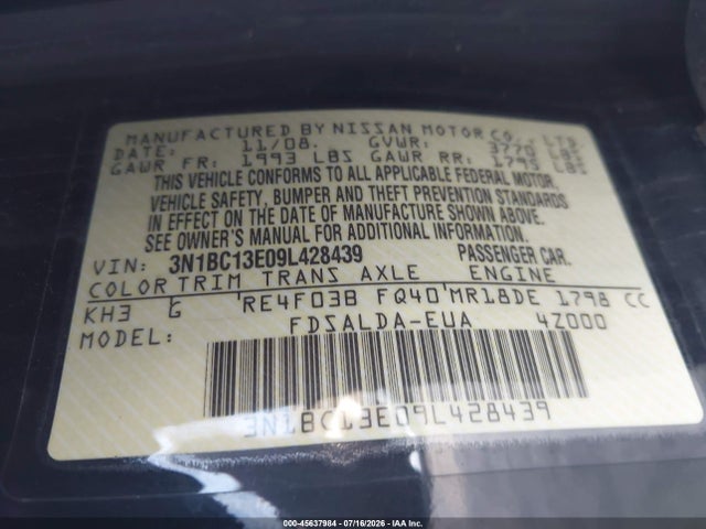2009 Nissan VERSA 1.8S — фото 9