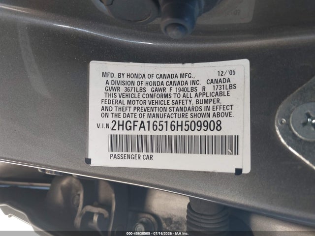 صورة 9 لـ 2006 Honda CIVIC LX
