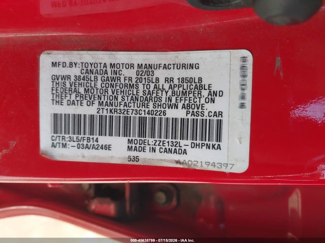 صورة 9 لـ 2003 Toyota MATRIX XR