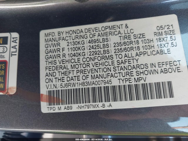 2021 HONDA CR-V 2WD EX-L 9