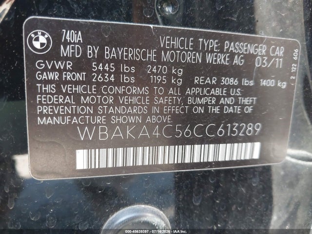 2012 BMW 740I 照片 9