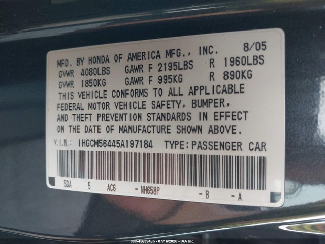 2005 Honda ACCORD 2.4 LX 照片 9