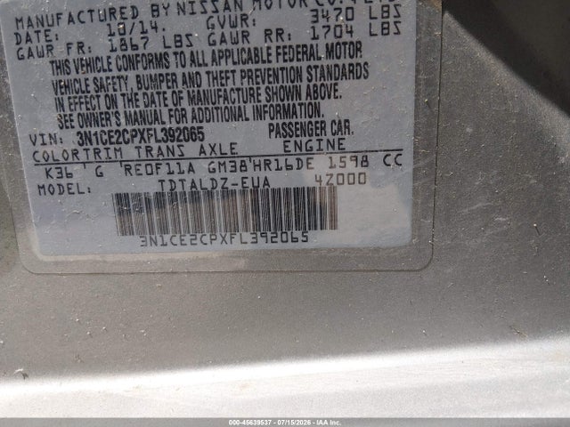 2015 Nissan VERSA NOTE SV 照片 9