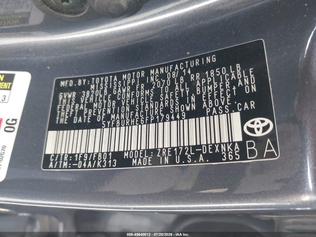 صورة 9 لـ 2015 Toyota COROLLA LE