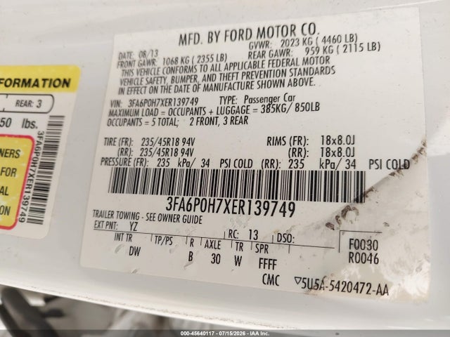 2014 FORD FUSION SE 照片 9