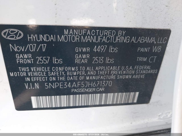 2018 HYUNDAI SONATA LIMITED 9