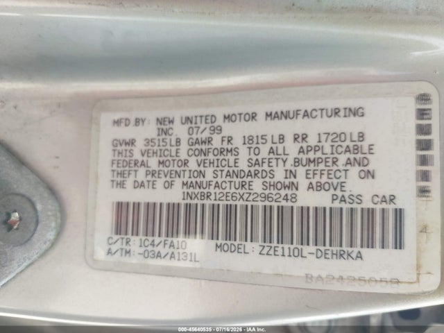 1999 Toyota COROLLA VE photo 9