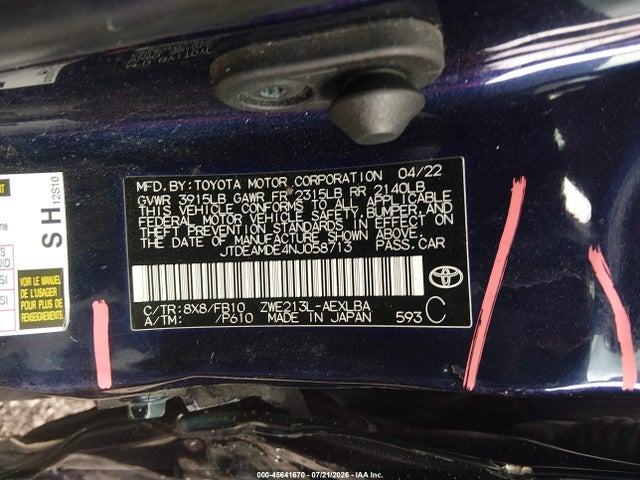 2022 Toyota COROLLA HYBRID LE 照片 9