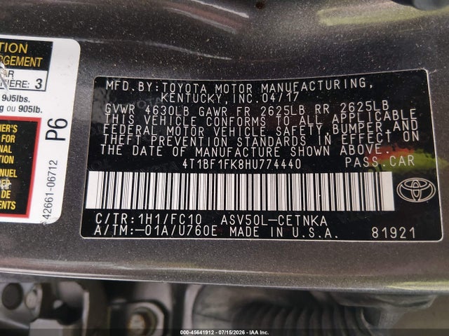 2017 TOYOTA CAMRY LE 9