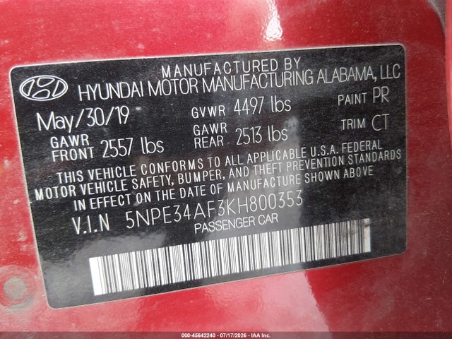 2019 HYUNDAI SONATA SPORT 9