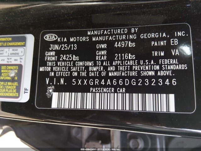 2013 KIA OPTIMA SX — фото 9