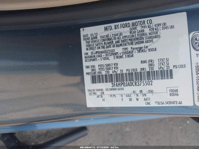 صورة 9 لـ 2012 FORD FUSION SEL