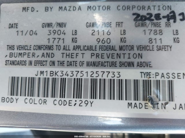 2005 Mazda MAZDA3 S 照片 9