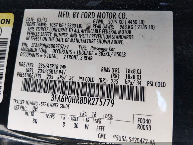 2013 FORD FUSION SE — фото 9