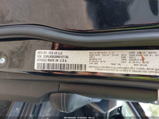 2021 JEEP GRAND CHEROKEE L LIMITED 4X4 9