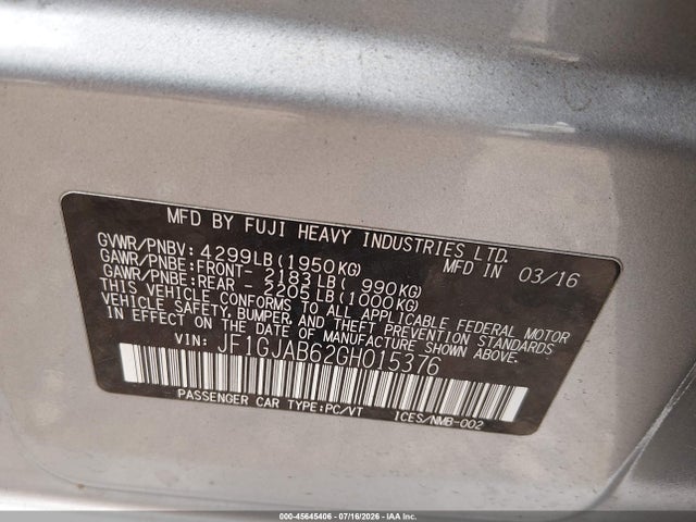 2016 Subaru IMPREZA 2.0I PREMIUM 照片 9