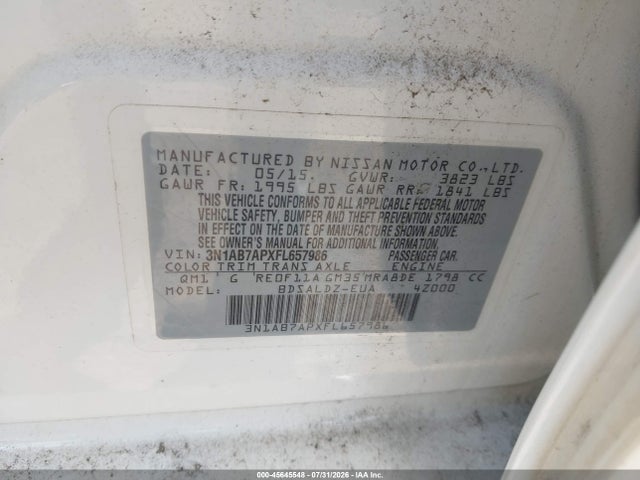 2015 Nissan SENTRA FE+ S/S/SL/SR/SV — фото 9