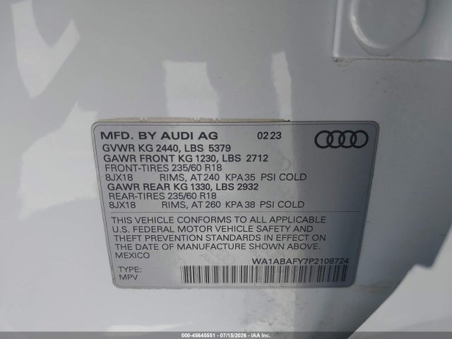 2023 AUDI Q5 PREMIUM 40 TFSI QUATTRO S TRONIC 9